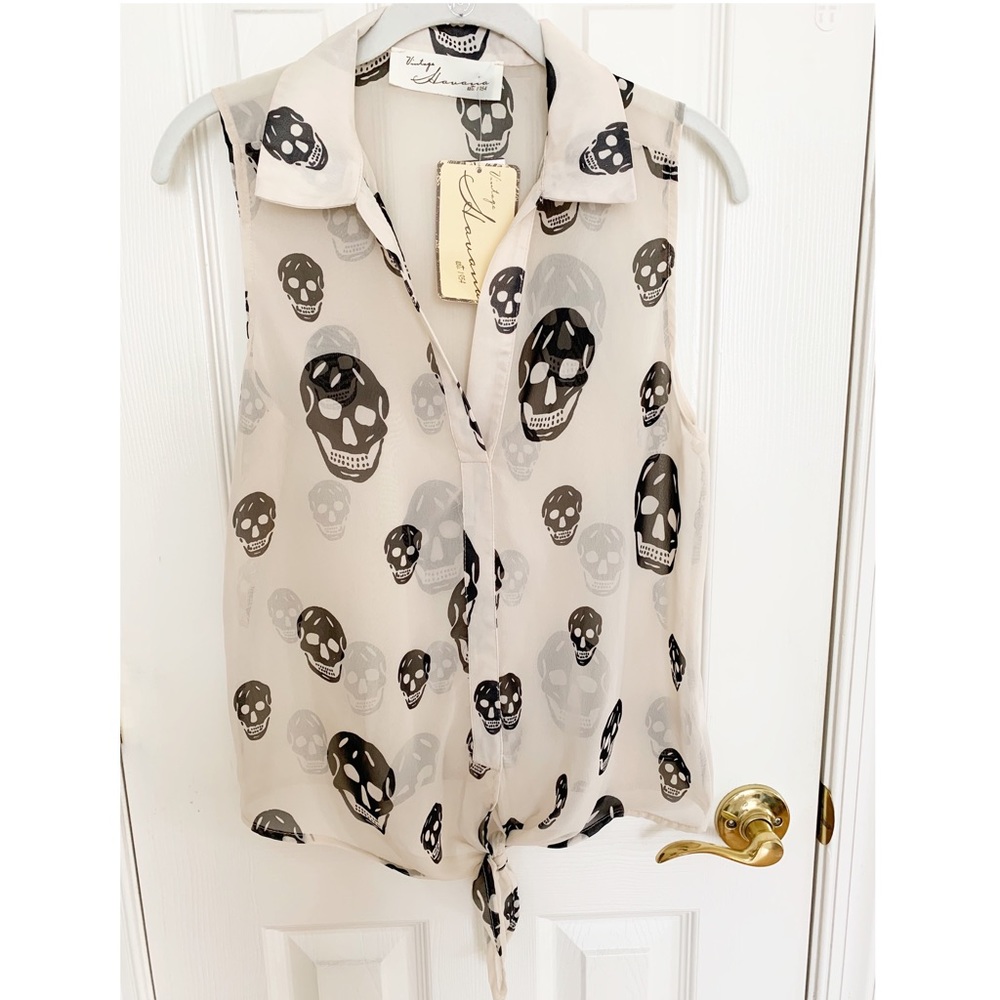 Vintage Havana Skull Print Sleeveless Top NWT